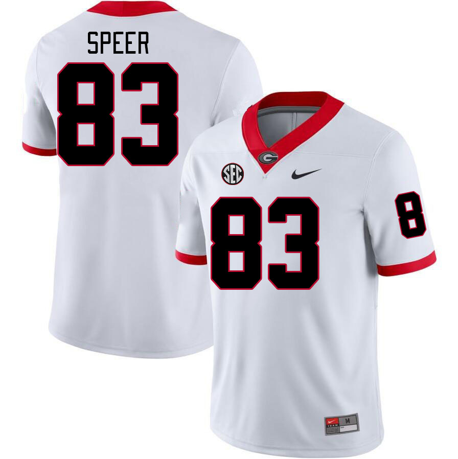 Men #83 Cole Speer Georgia Bulldogs College Football Jerseys Stitched-White - Click Image to Close
